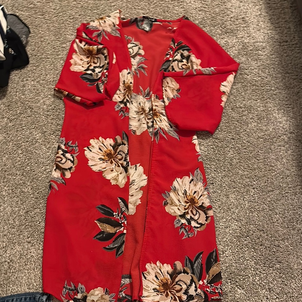 Soho Girls Red Floral Kimono